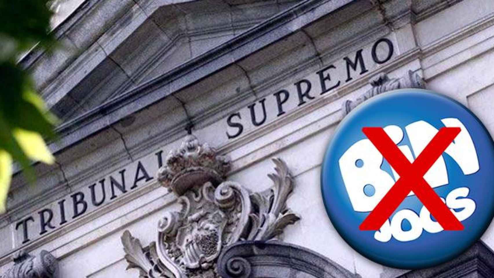 El Tribunal Supremo y el logo de Binjocs / FOTOMONTAJE DE CG