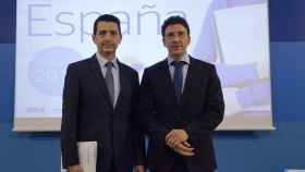 El economista jefe de BBVA Research, Jorge Sicilia, y el economista jefe de Economías Desarrolladas, Rafael Doménech