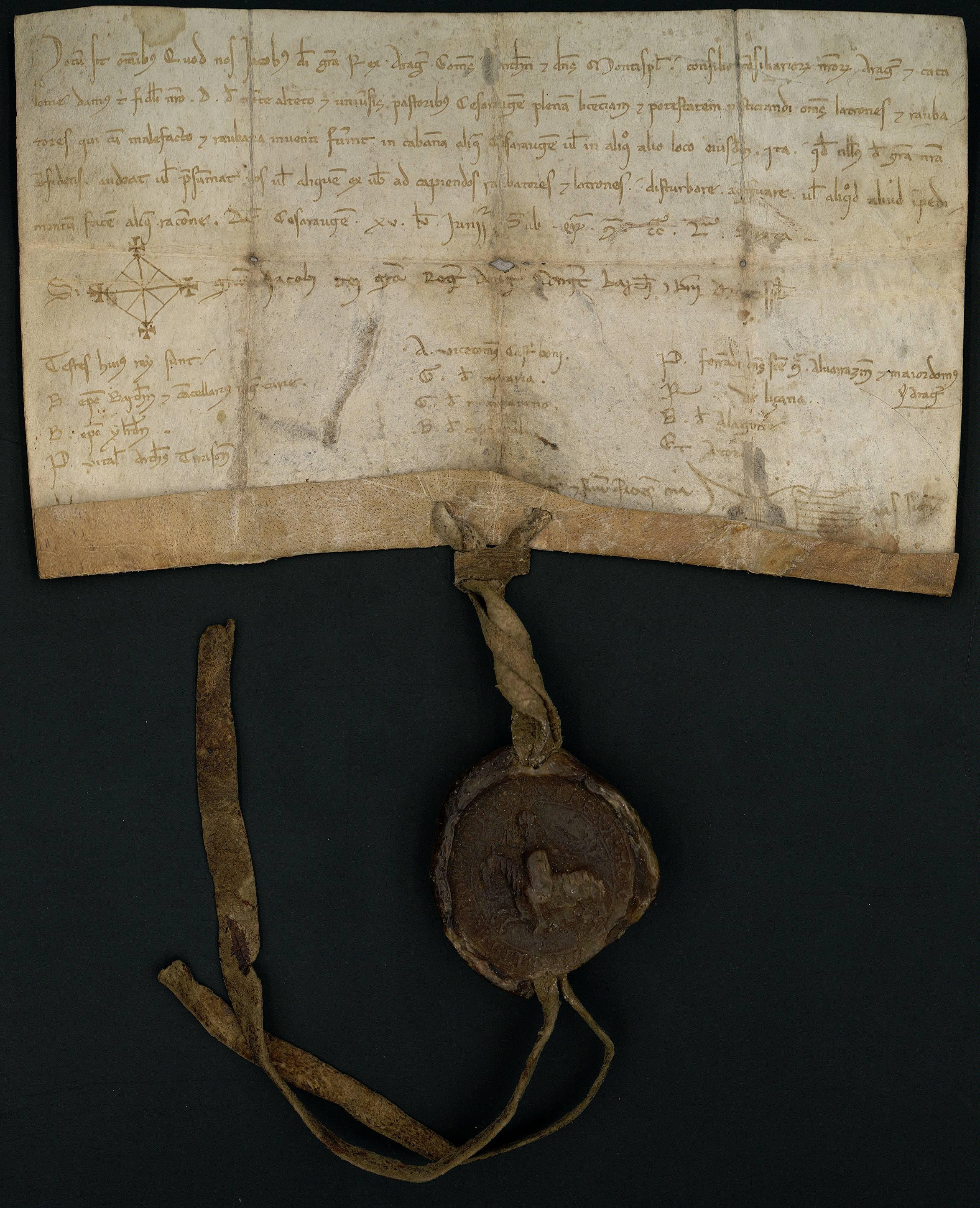 Documento fundacional de Casa de Ganaderos emitido por Jaime I