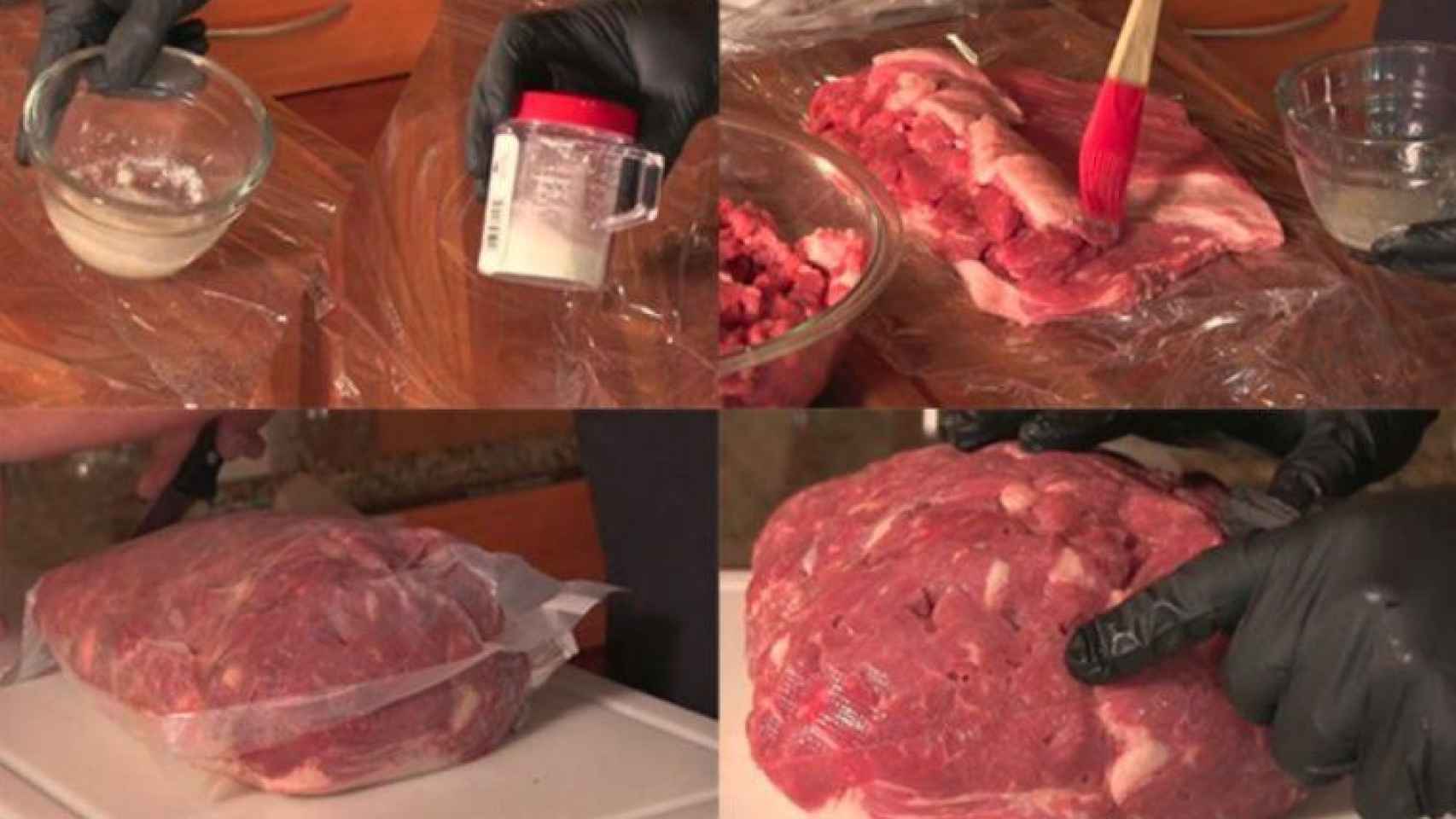 La carne presenta burbujas de aire al ser pegada con transglutaminasa