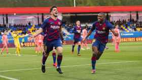 Celebración del gol de Monchu con el Barça B / FCB