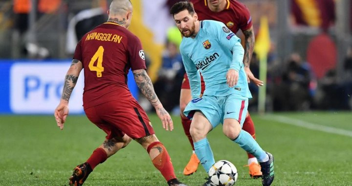 Messi en el partido contra la Roma / EFE