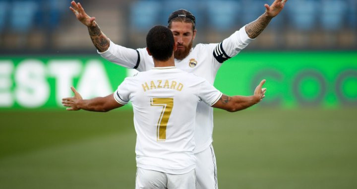 Hazard y Ramos, celebrando un gol con el Madrid | EFE