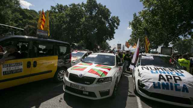 Aspecto de la manifestación de taxistas del pasado martes en Madrid / EFE