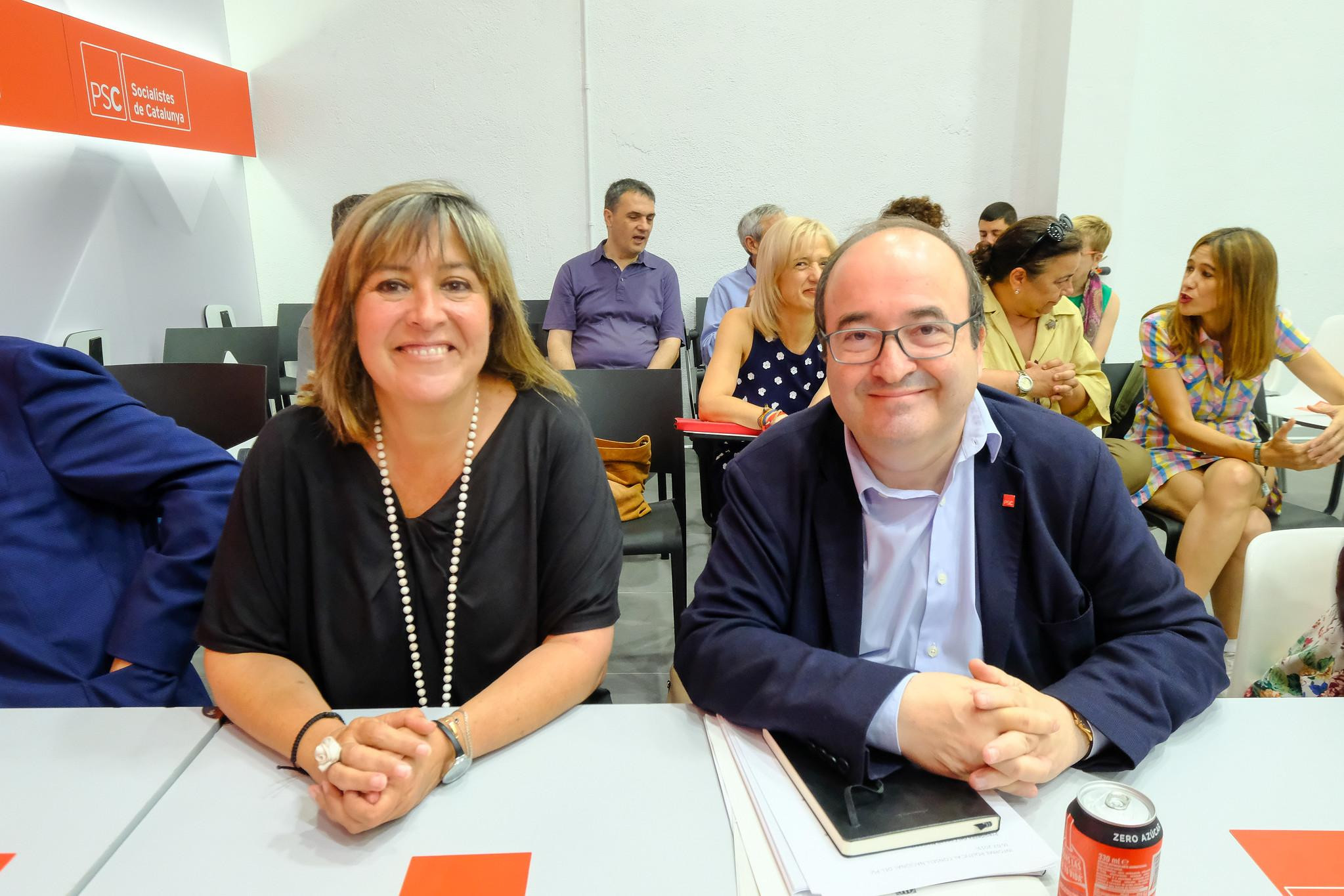 La presidenta de la Diputación de Barcelona, Núria Marín, y el primer secretario de los socialistas catalanes, Miquel Iceta / PSC