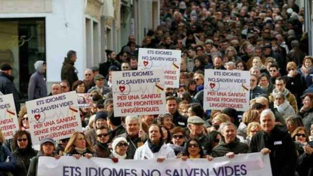Manifestación en contra de la imposición del catalán en Baleares