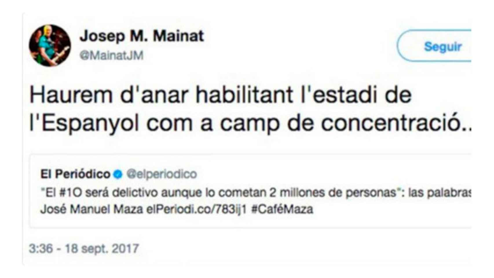 El polémico tuit de Josep Maria Mainat