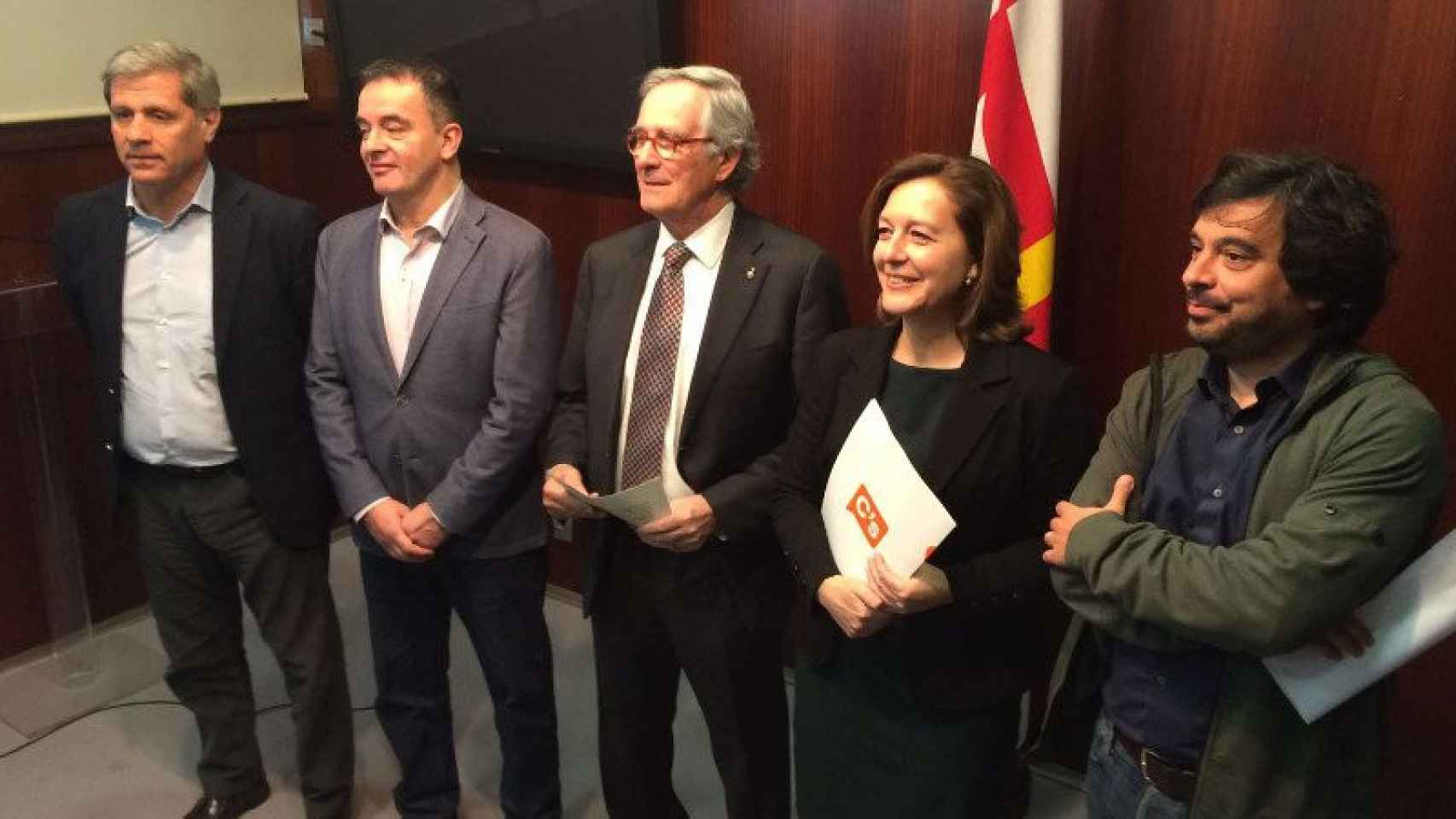 Alberto Fernández Díaz (PP), Alfred Bosch (ERC), Xavier Trias (CiU), Carina Mejías (C's) y Daniel Mòdol (PSC).