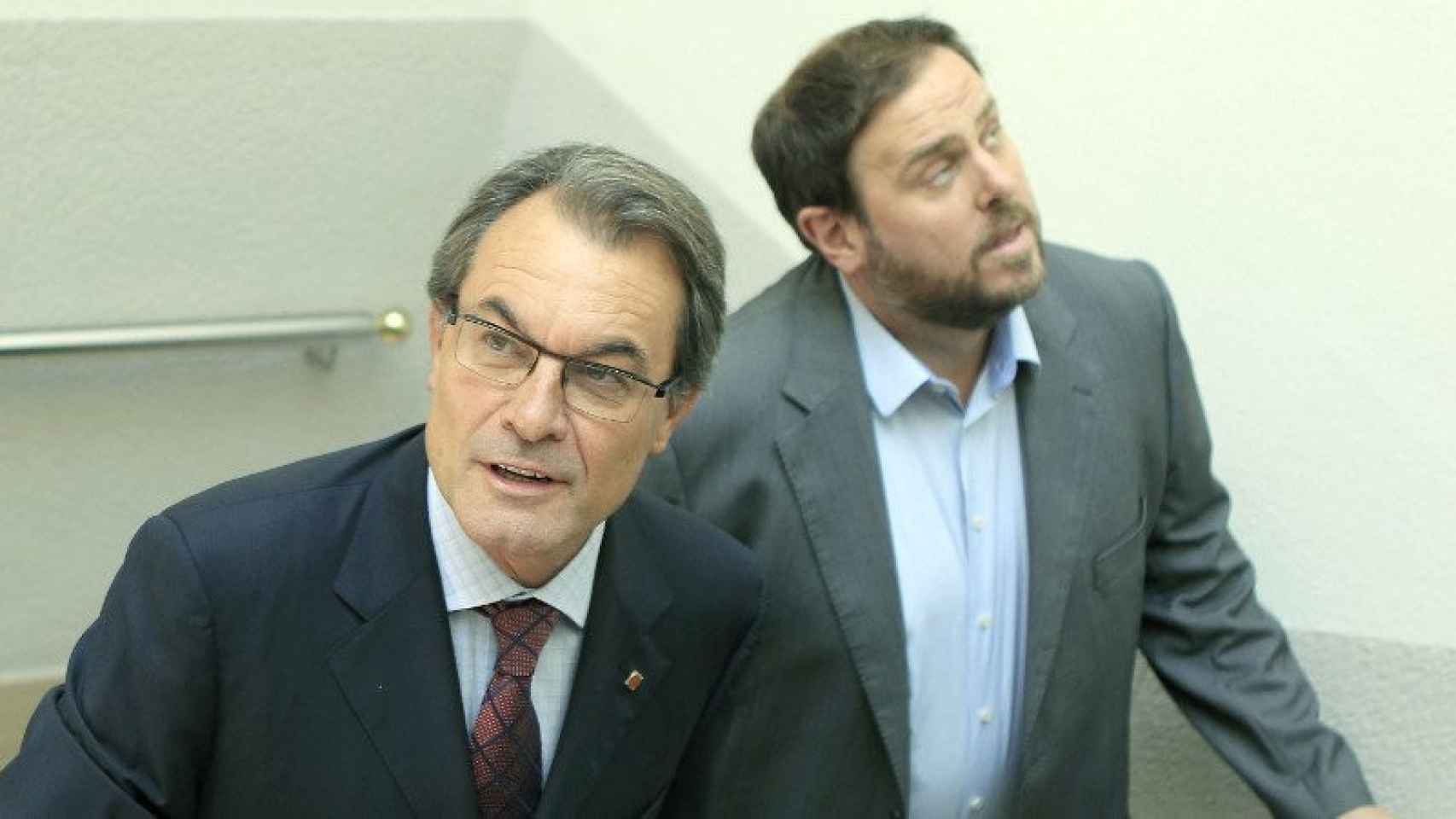 El presidente de la Generalitat y de CDC, Artur Mas, y el líder de ERC, Oriol Junqueras.