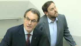 El presidente de la Generalitat y de CDC, Artur Mas, y el líder de ERC, Oriol Junqueras.