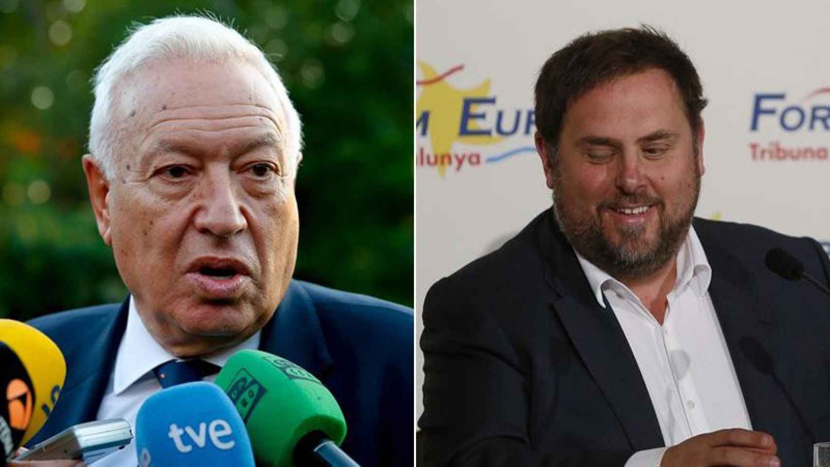 El ministro de Exteriores, José Manuel García-Margallo, y el líder de ERC, Oroil Junqueras.