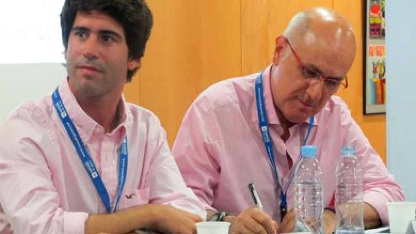 El nuevo portavoz parlamentario de UDC, junto al líder de la formación, Josep Antoni Duran Lleida, durante un acto de Unió de Joves de 2012