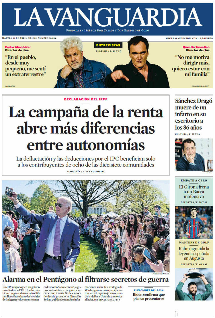 Portada de 'La Vanguardia' de 11 de abril de 2023 / KIOSKO.NET