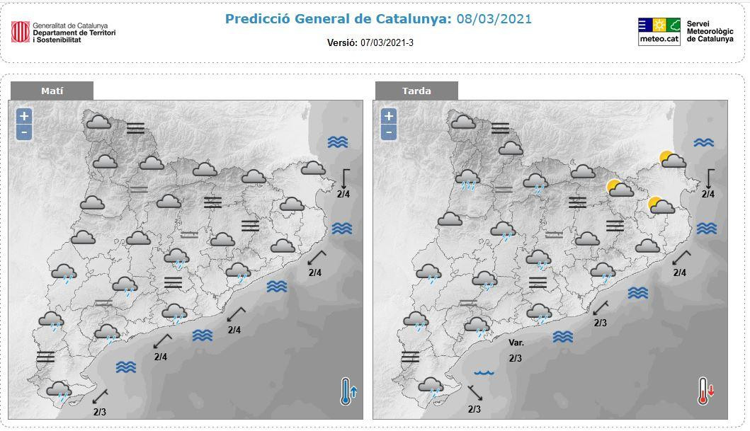 Predicción general para este 8 marzo en Cataluña / METEOCAT