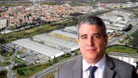 Gustavo Cardozo, vicepresidente senior de Prologis Iberia junto a una imagen aérea del centro logístico de Barcelona CIM Vallès / FOTOMONTAJE DE CG