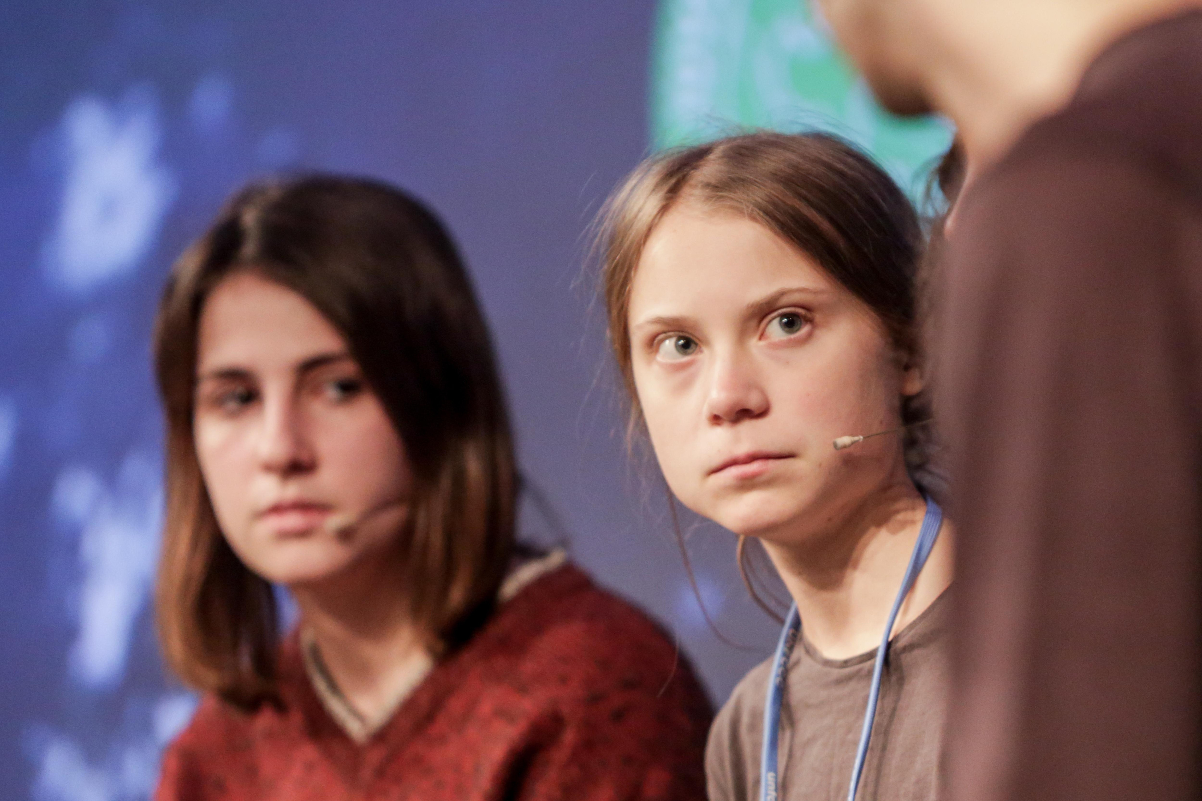 Greta y otros jóvenes activistas han ofrecido una rueda de prensa, que ha acaparado la joven sueca / EP