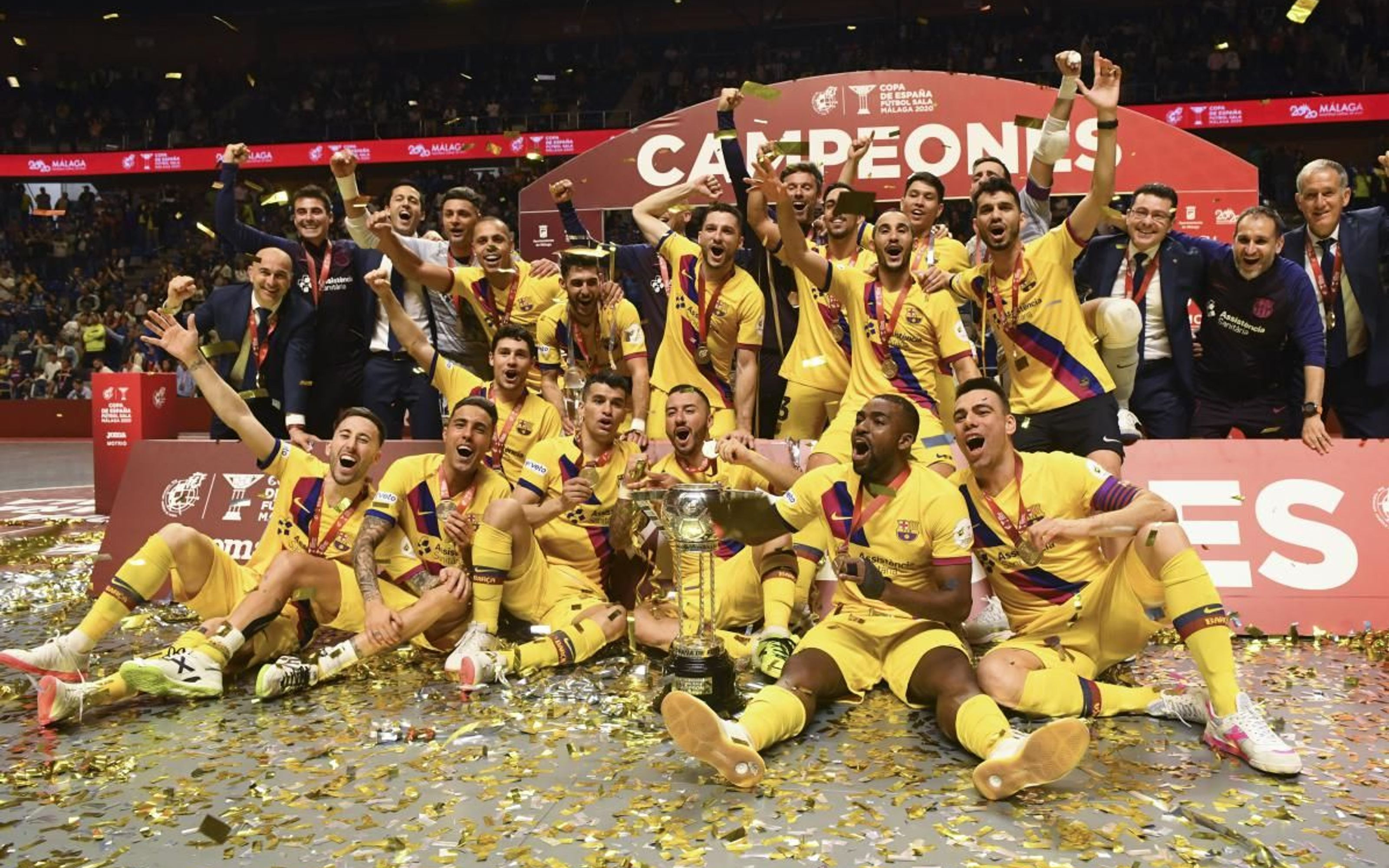 El Barça de fútbol sala celebrando el título de Copa de España / FCB