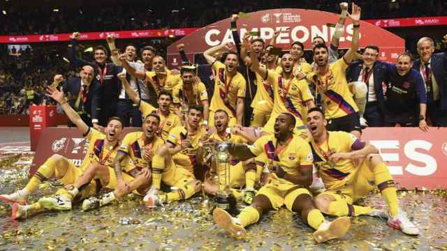 El Barça de fútbol sala celebrando el título de Copa de España / FCB