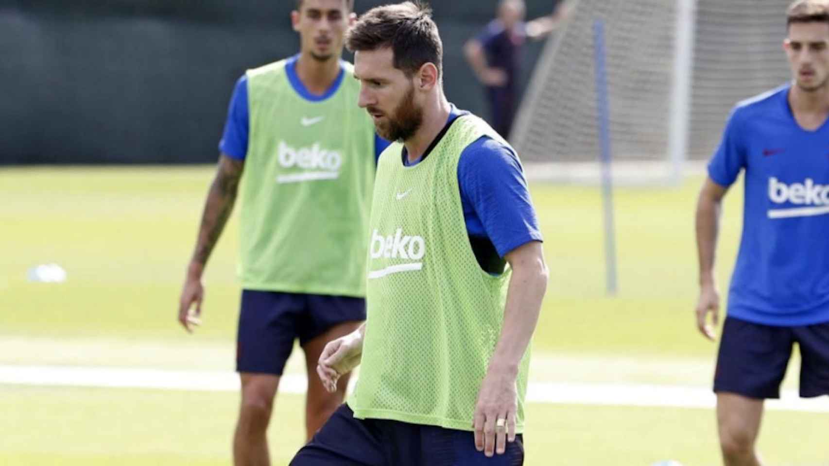 Una foto de Leo Messi durante un entrenamiento del Barça / FCB