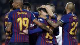 Los jugadores del Barça celebran el gol ante el Valladolid / FCB