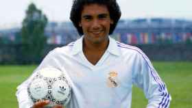 Hugo Sánchez, en una imagen de archivo, con la camiseta del Real Madrid / REDES