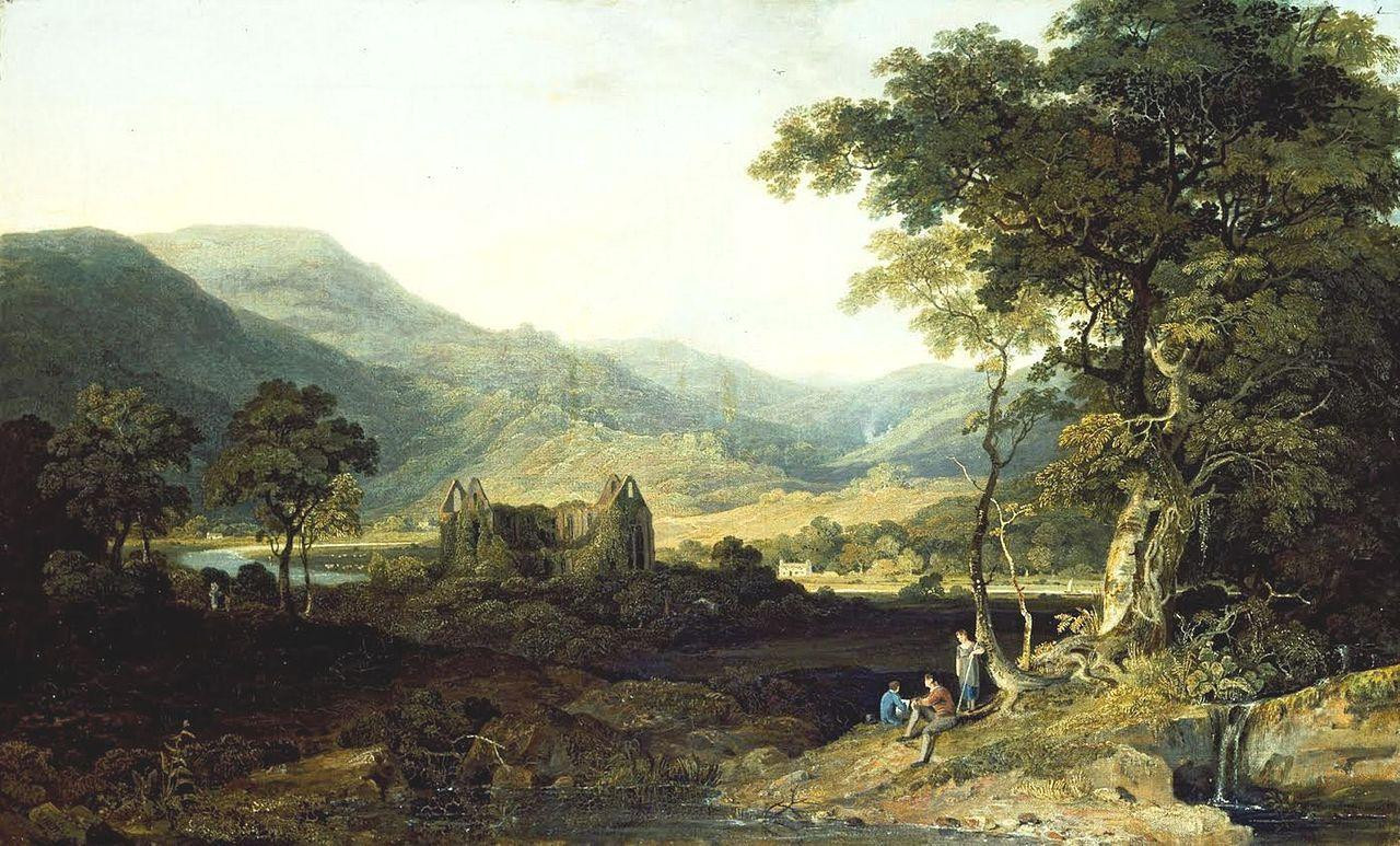 La Tintern Abbey en un lienzo pintado por William Havell (1804)