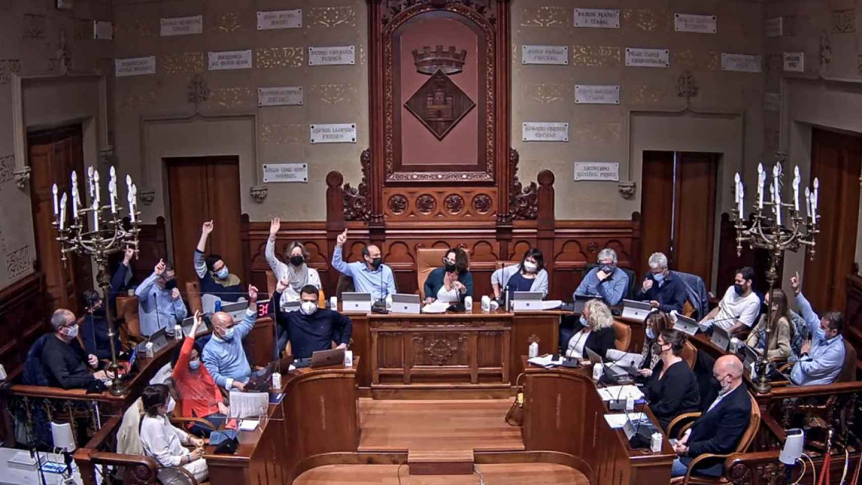 Pleno del Ayuntamiento de Sitges, donde ERC votó el contra de un acuerdo de los comunes contra el caso Pegasus