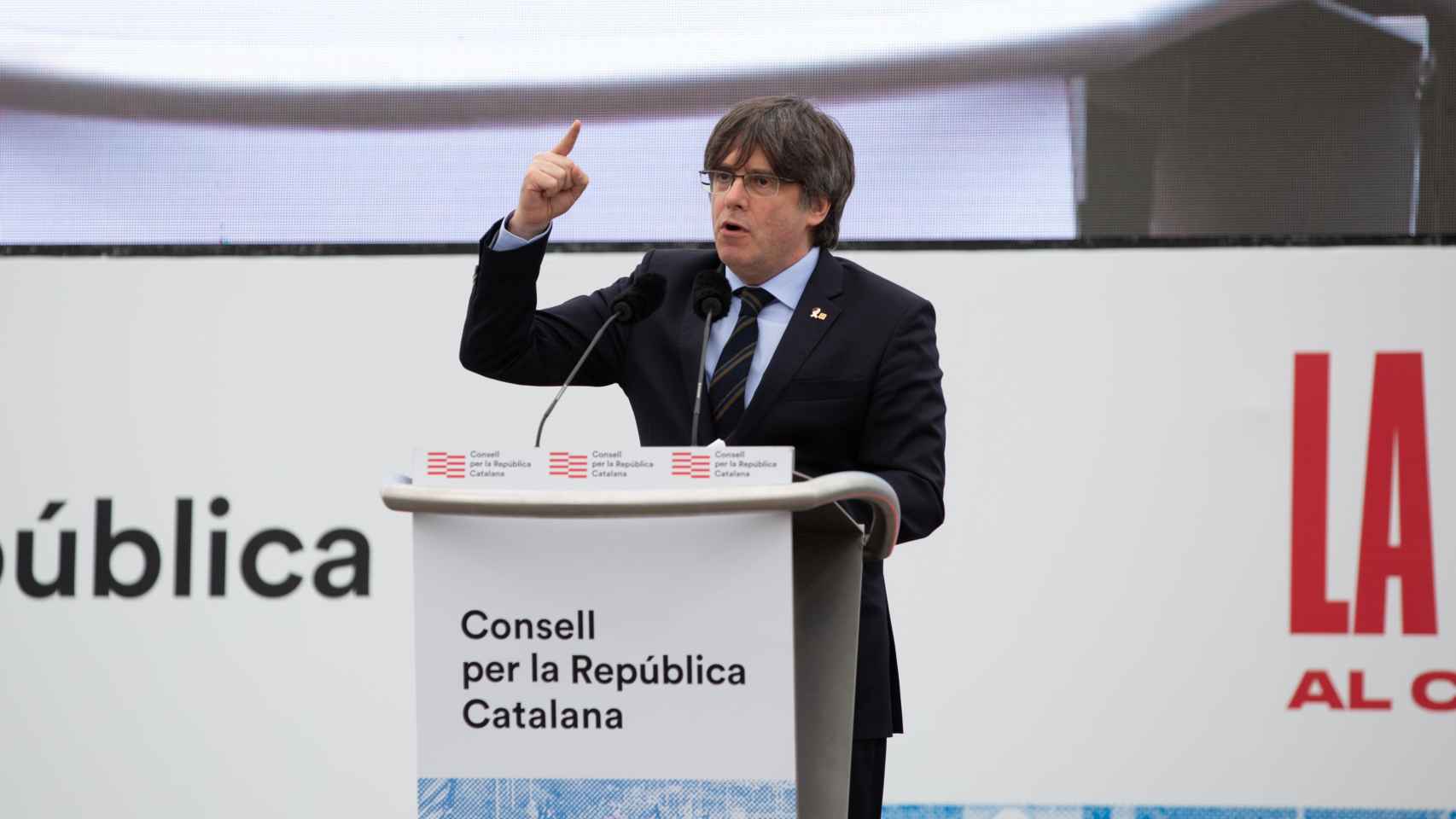 Carles Puigdemont, en el multitudinario mitin del Consell per la República en Perpiñán el 29 de febrero de 2020 / EUROPA PRESS