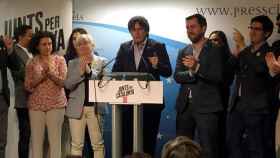 El cabeza de lista de Junts per Catalunya al Parlamento Europeo, Carles Puigdemont, valora los resultados obtenidos en las elecciones europeas / EFE