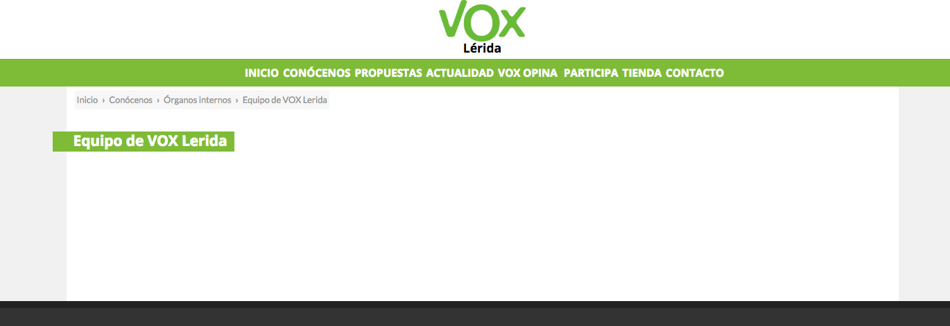 Apartado del equipo de Vox Lleida en la web de la formación