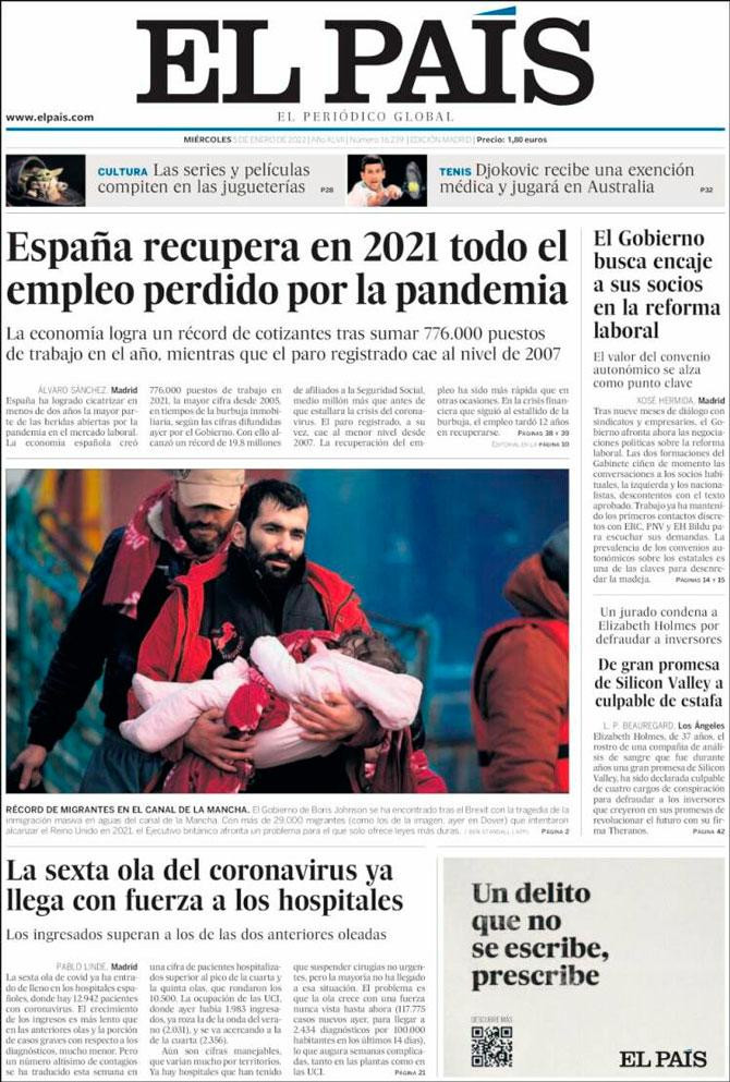Portada 'El País' del 5 de enero de 2022 / Kiosko