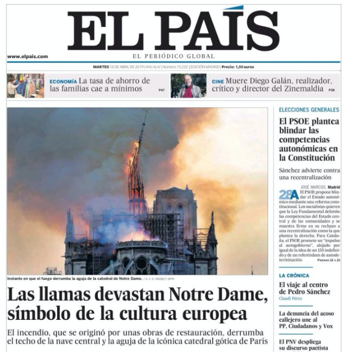 Portada de 'El País' de este martes 16 de abril / KIOSKO.NET