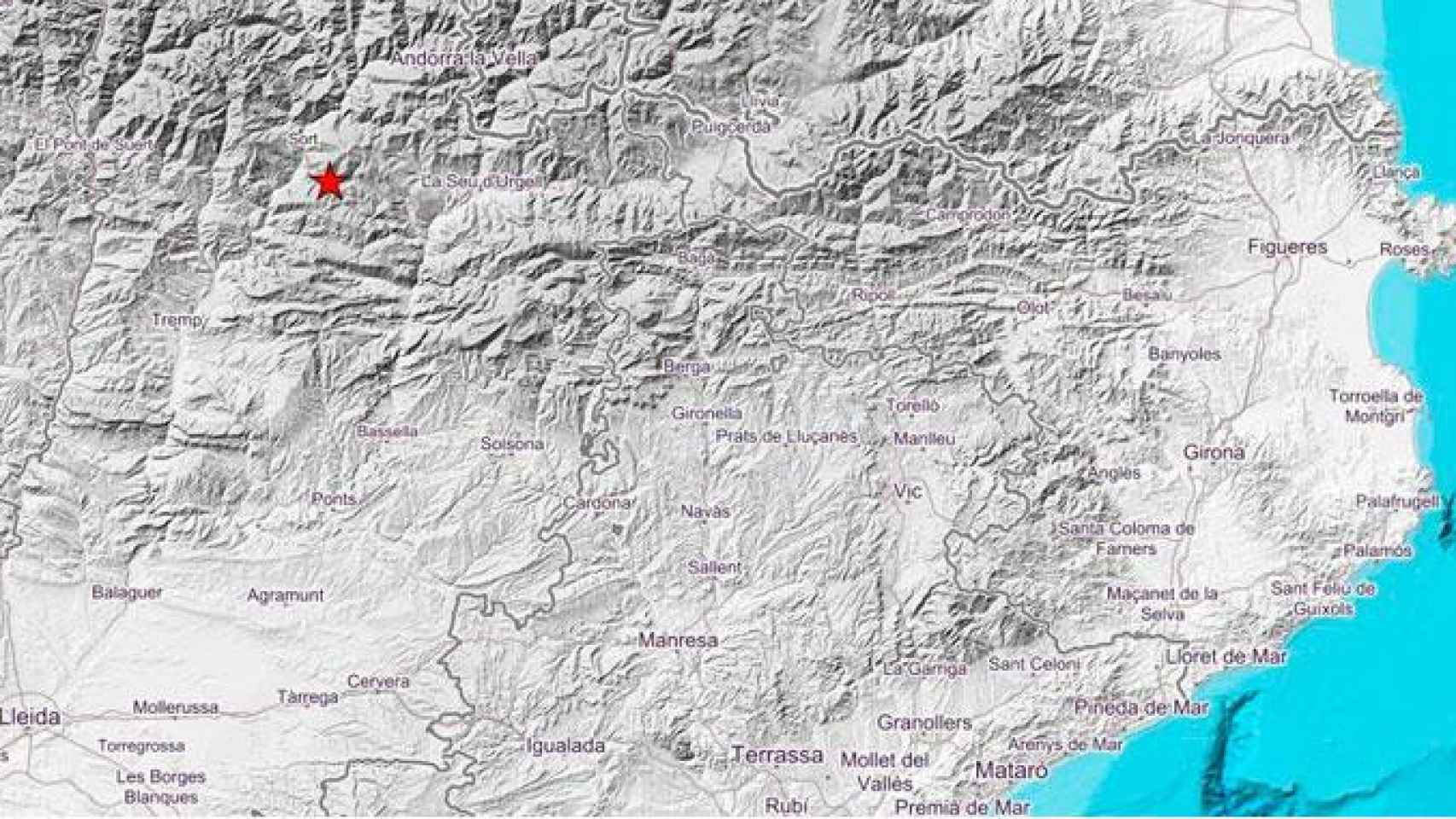 El epicentro del terremoto en el municipio de Soriguella, en Lleida / Instituto Cartográfico y Geológico de Cataluña