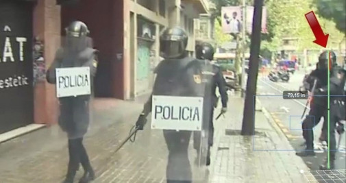 Imagen del informe con el supuesto autor del disparo a Roger Español / IRÍDIA