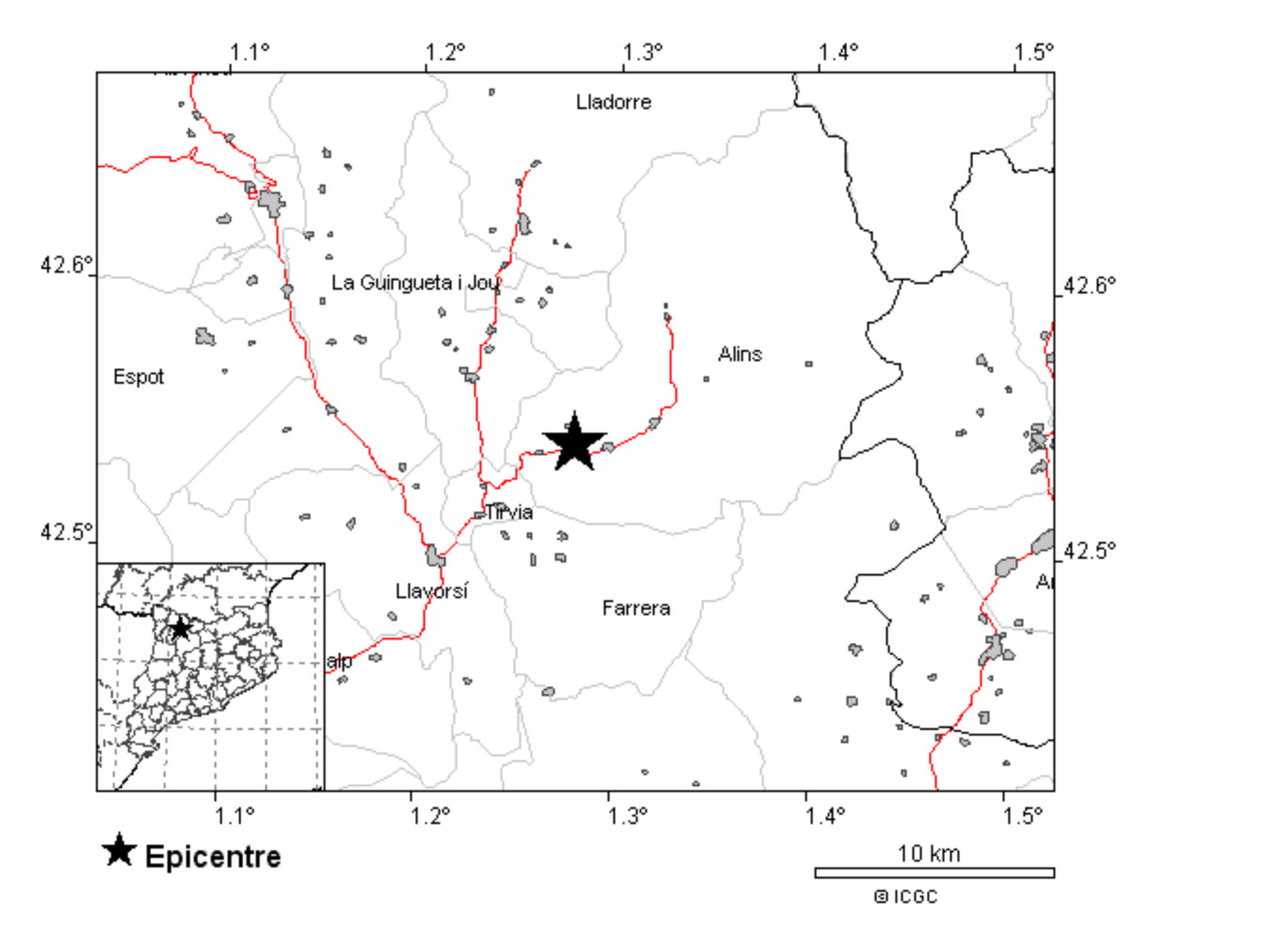 Terremoto de 2,6 grados en Lleida / Institut Cartogràfic i Geològic de Catalunya