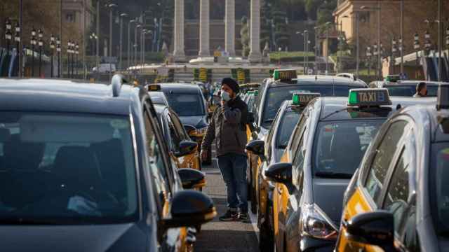 Taxistas de Barcelona, durante una protesta esta semana / EFE