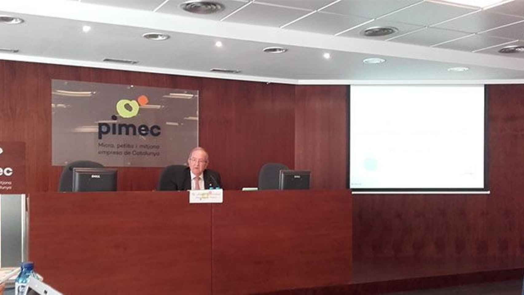 El presidente de Pimec, Josep González, en rueda de prensa este martes / CG