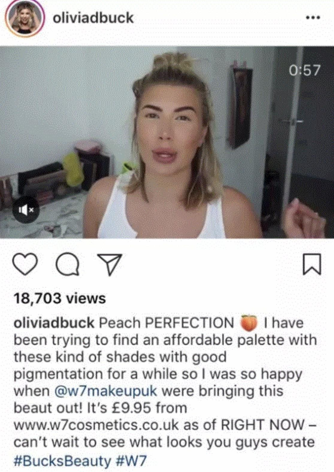 Olivia Buckland, 'influencer' británica que fue sancionada por su 'post' publicitario en Instagram