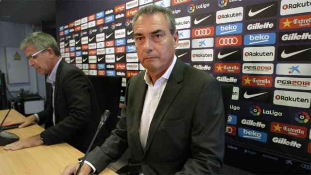Pep Segura en una rueda de prensa con el FC Barcelona / EFE