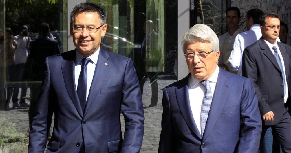 Una foto de Josep Maria Bartomeu y Enrique Cerezo, presidentes del Barça y Atlético de Madrid / Twitter