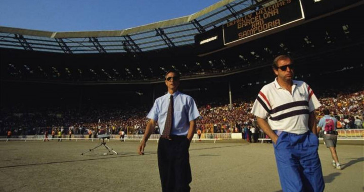 Cruyff y Rexach antes de la final de Wembley / Twitter