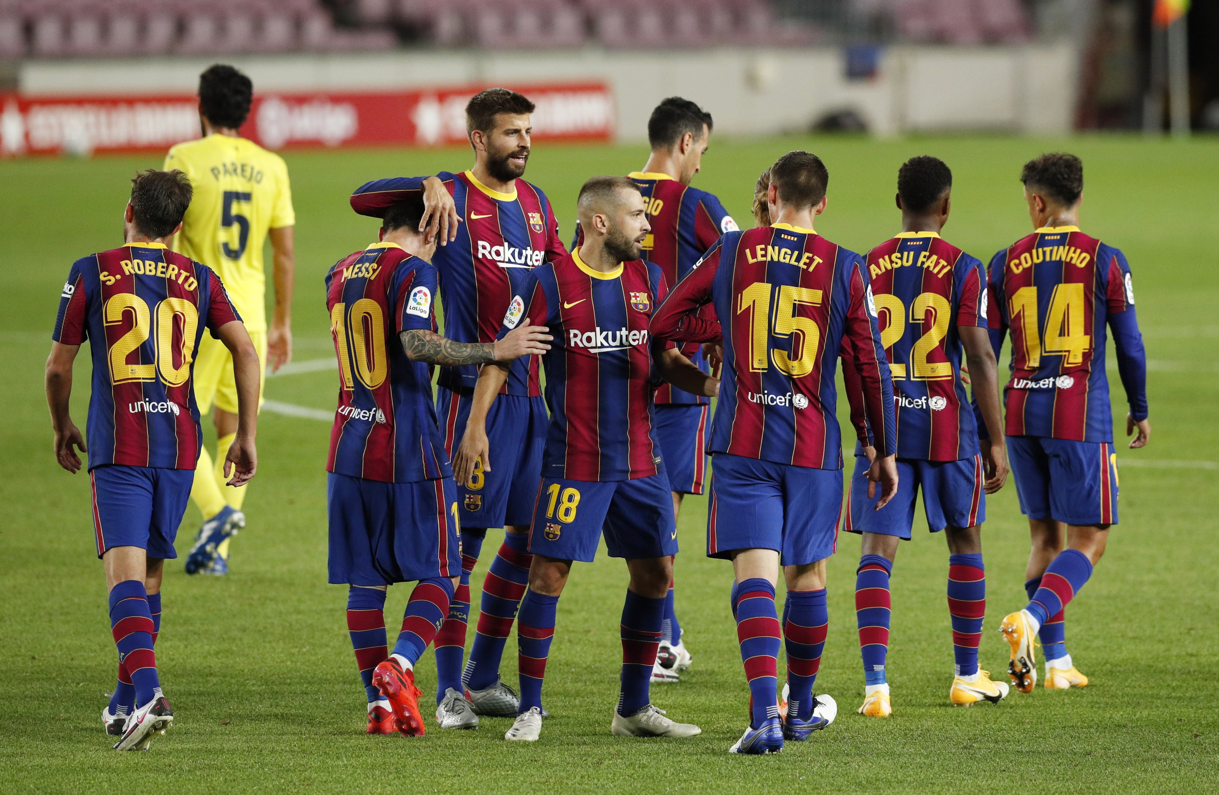 Los jugadores del Barça, unidos celebrando un gol | EFE