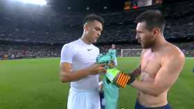 Leo Messi y Lautaro Martínez intercambiaron sus camisetas tras el Barça Inter TWITTER
