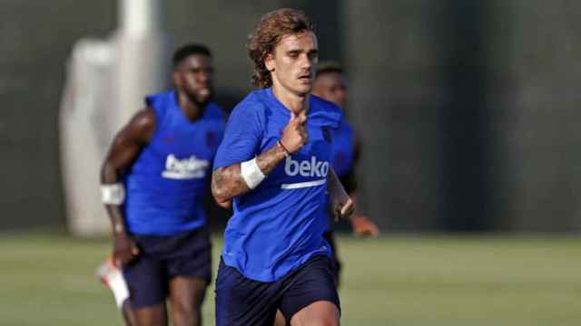 Una foto de Antoine Griezmann durante un entrenamiento con el Barça / FCB