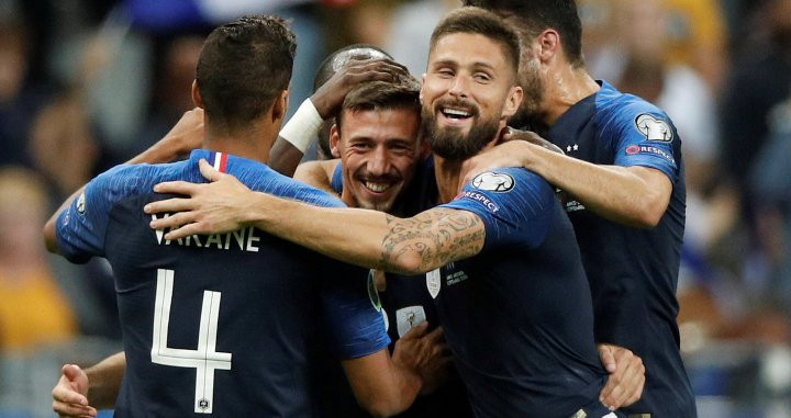 Lenglet celebrando su gol con Francia / EFE