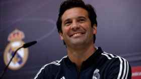 Solari en una rueda de prensa como entrenador del Real Madrid / EFE