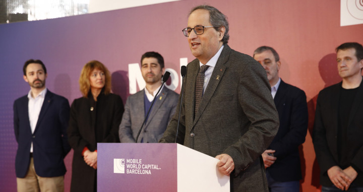El presidente de la Generalitat, Quim Torra, durante su intervención en el Mobile Lunch / @MWCapital