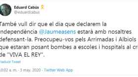 Mensaje de Eduard Cabús contra Arrimadas y Albiol en Twitter