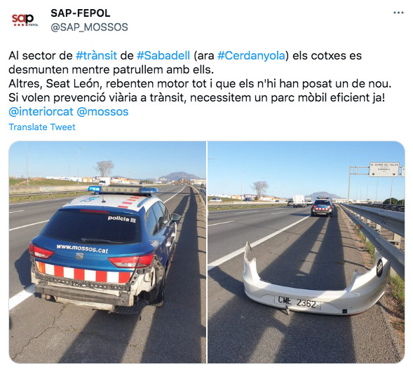 El sindicato SAP-FEPOL denuncia las deplorables condiciones de los vehículos de Mossos d'Esquadra / SAP-FEPOL