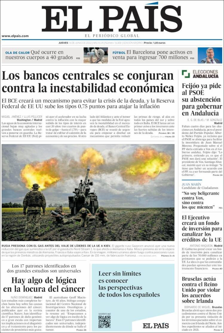 Portada de 'El País' de 16 de junio / KIOSKO.NET